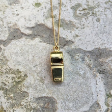 Load image into Gallery viewer, .Handcrafted 14kt Gold platted Brass Whistle Necklace
