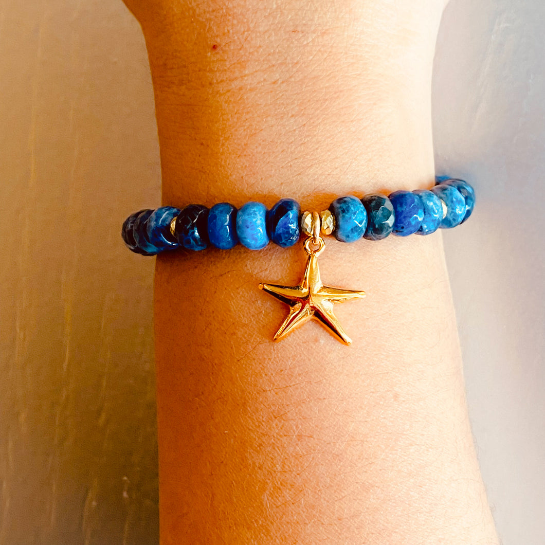 Blue Sodalite Rondelles & Starfish Charm