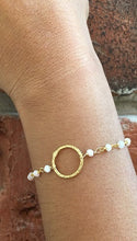 Load image into Gallery viewer, Brass Circle w/Pink Opal Rosary chain Bracelet
