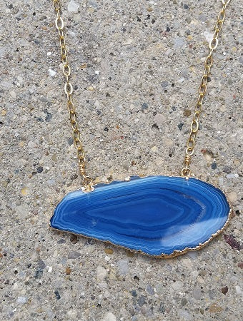 Blue Agate Slice Necklace