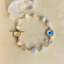 Load image into Gallery viewer, Crystal Edge Evil Eye Toggle Bracelet
