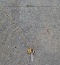 Load image into Gallery viewer, Crystal, Evil Eye &amp; Hamsa charm Necklace

