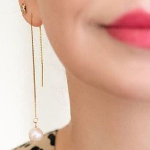 Dangly Threader Pearl Earrings