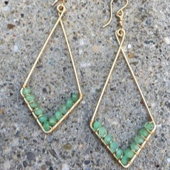 Chrysoprase Triangular Earrings