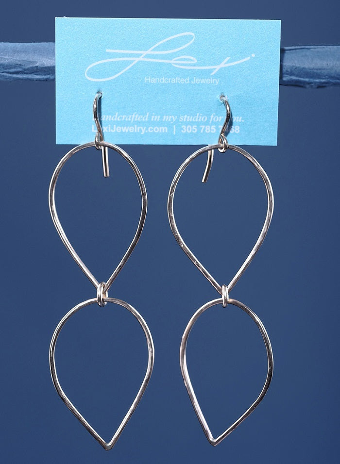 .Double Teardrop handmade Hoop Earrings