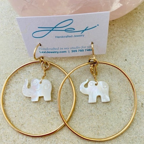 LUCKY Elephant Hoop Earrings
