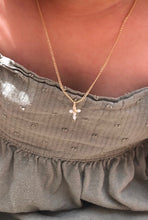 Load image into Gallery viewer, Tiny Pearl Cross Necklace

