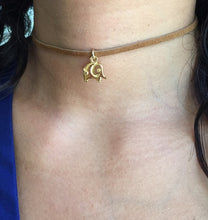Load image into Gallery viewer, Suede natural cord choker w/elephant charm
