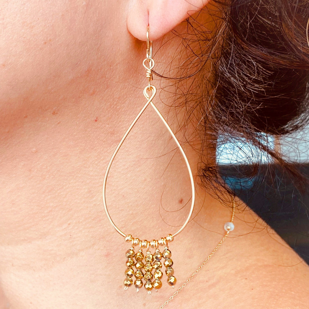 Golden Hematite Fringe FUN Earrings