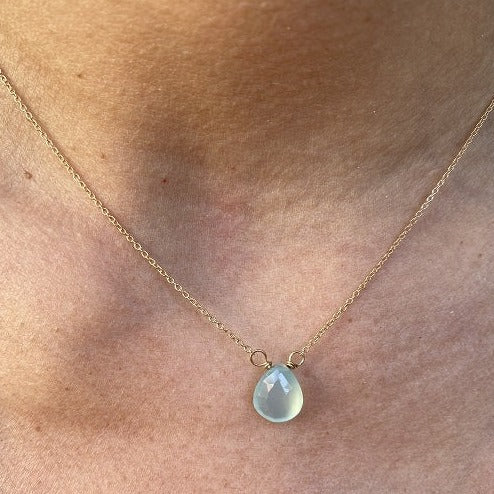 14KT Gold Chalcedony Drop Necklace