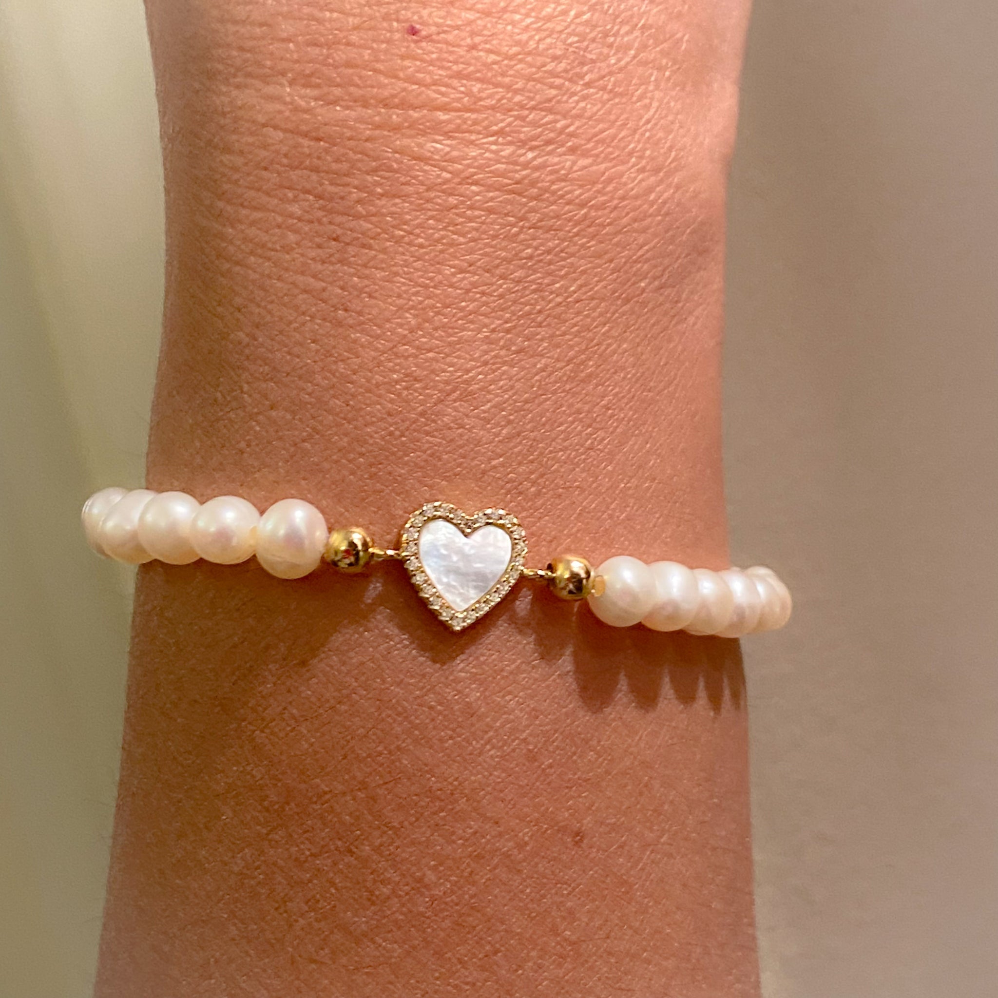 Sterling mother of pearl heart bracelet - Perfect Piercing