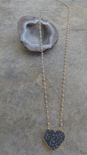 Load image into Gallery viewer, Heart Druzy Necklace w/Pink Opal Rosary chain
