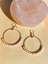 Load image into Gallery viewer, Rosé Hoop Earrings with Pink Opal
