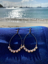 Load image into Gallery viewer, &quot;Drop&quot; Hoop w/tiny Pearls
