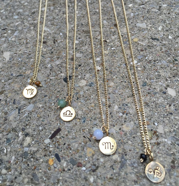Astrological Sign & Power Stone Necklace
