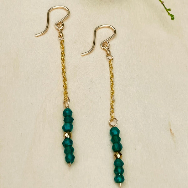 Green Onyx and hematite Dangly Earrings
