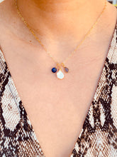 Load image into Gallery viewer, Ocean Waves Pearl and Lapis Trio Necklace
