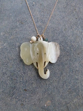 Load image into Gallery viewer, Horn Elephant charm Necklace with natural stones
