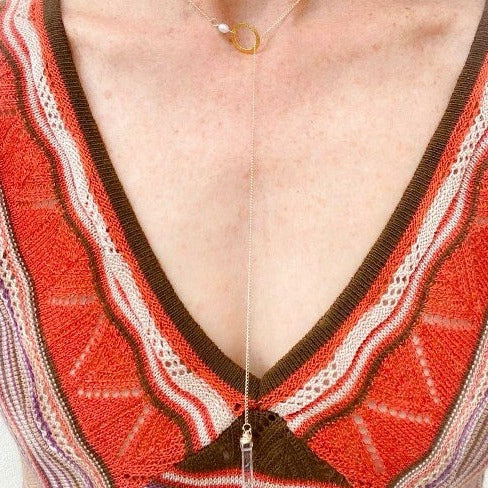 Crystal Quartz Lariat Necklace