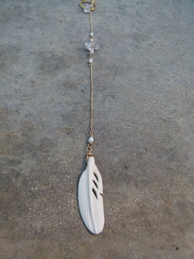 14kt Gold filled Lariat w/Bone Feather