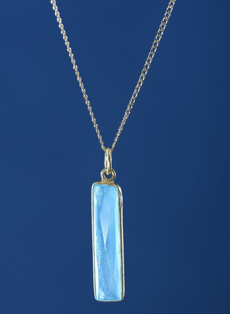 Sky Blue semi-precious stone Bar Necklace
