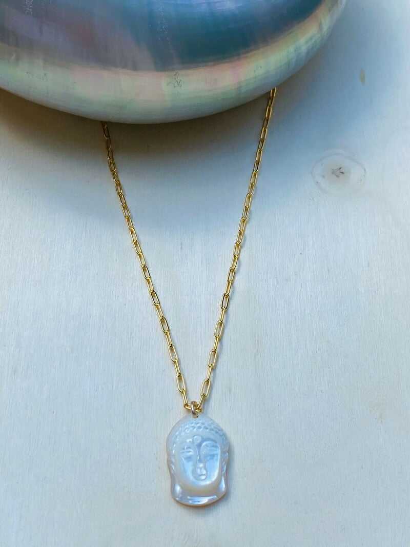 Mother Of Pearl Zen Buddha Necklace