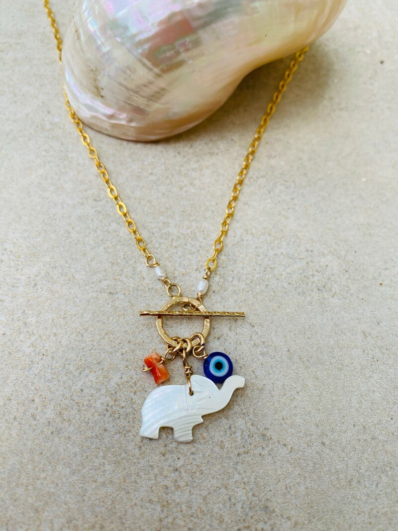 Cute charmed Elephant Toggle Necklace