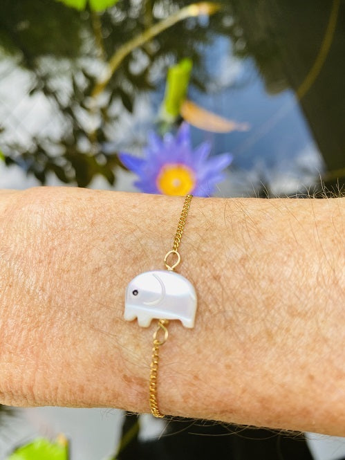 Cute Mother of Pearl Elephant Bracelet