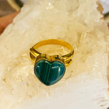 Load image into Gallery viewer, Green African Malachite HEART Adjustable Ring
