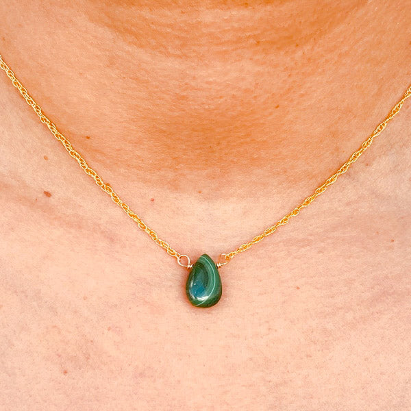 Green Malachite Drop Necklace