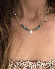Load image into Gallery viewer, Moonstone, Golden Pyrite &amp; Turquoise Necklace
