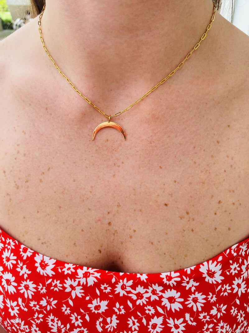 Gold Plated Crescent Moon Necklace