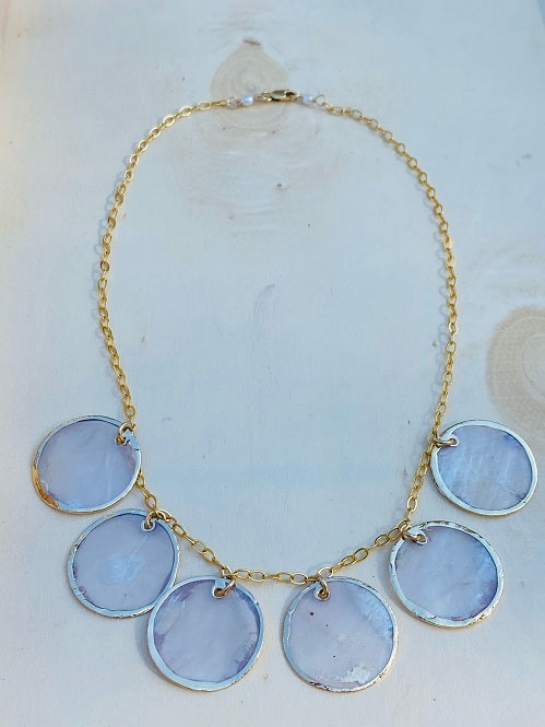 Gold lined Capiz Shells Necklace