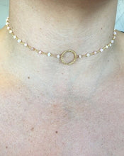 Load image into Gallery viewer, .Brass Circle w/Pink Opal Rosary chain Choker
