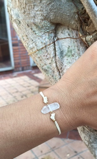 Tibetan Crystal Quartz Bracelet w/adjustable beige cord
