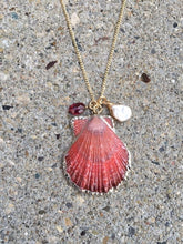Load image into Gallery viewer, Red Scallop Shell Necklace, Pearl &amp; natural stones
