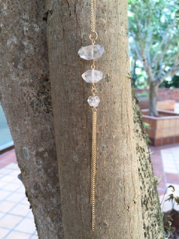Tibetan Quartz & chain Necklace - 14kt Gold filled chain