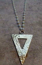 Load image into Gallery viewer, Blue Rosary style chain adorned with statement Triangle
