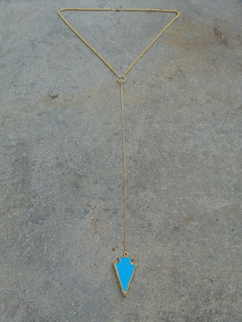 Turquoise Arrowhead Necklace - 14kt Gold filled chain