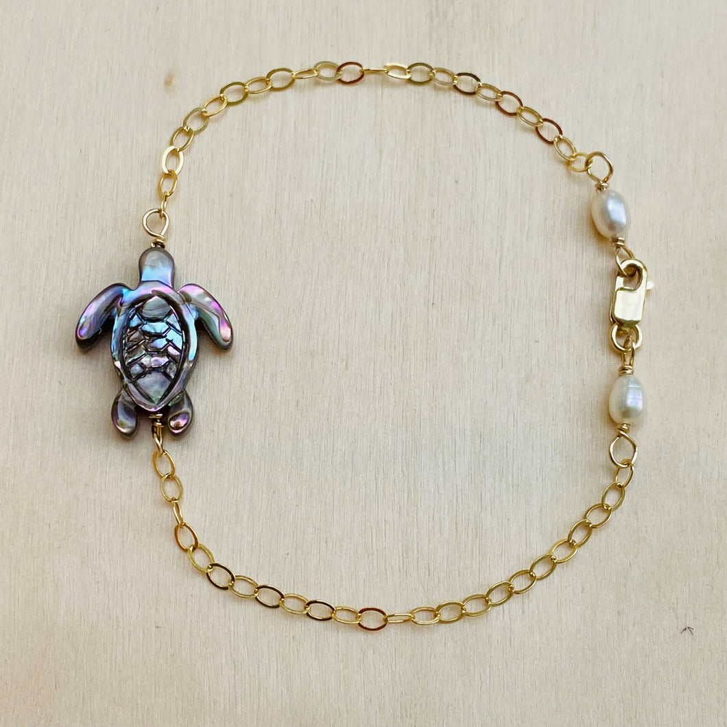 Abalone Mother of Pearl Turtle Bracelet