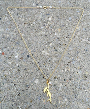 Load image into Gallery viewer, 14kt Necklace w/24K Gold Sterling Silver Cutout Mermaid charm
