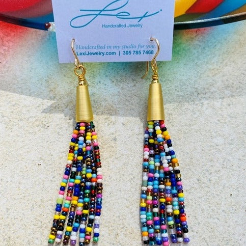 Afghan Tassel Rainbow Earrings