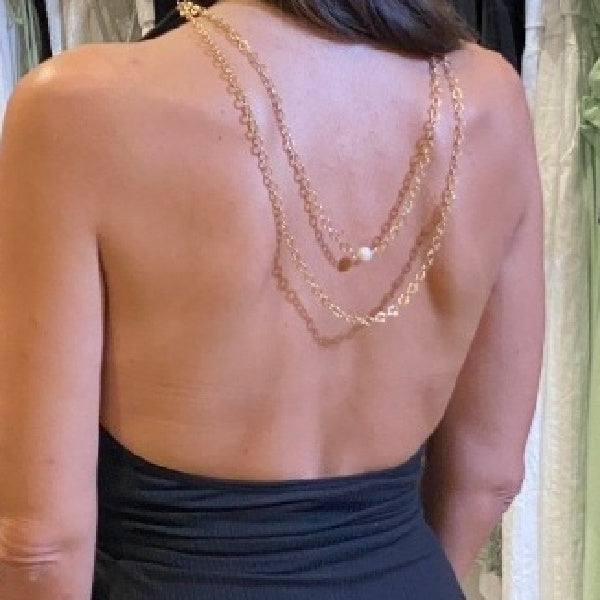 Back Links Gold Chain & Pearl Necklace.