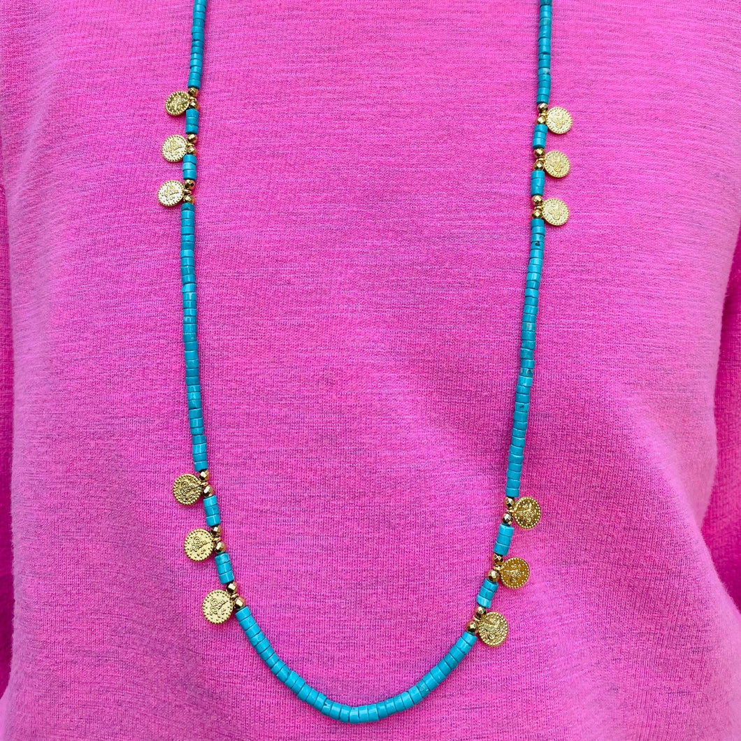 Coins ‘n Blue long Necklace