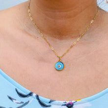 Load image into Gallery viewer, Greek Wanderlust round Glass Eye Necklace
