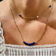 Load image into Gallery viewer, Apatite, Lapis or Moonstone &amp; Pearl Choker
