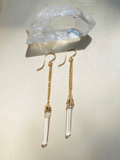 Single Quartz Crystal Earrings