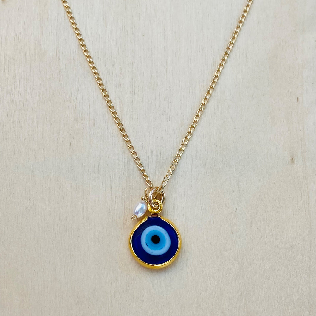 Cobalt Blue Evil Eye Necklace