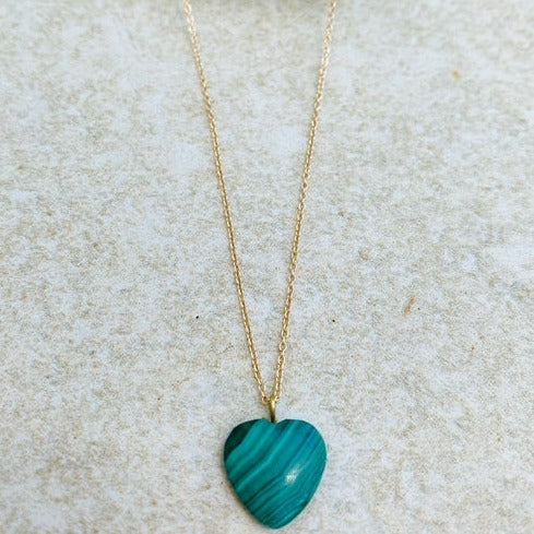 14KT Malachite Heart Necklace