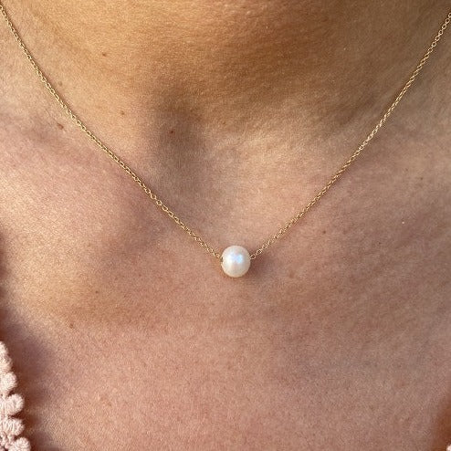 14KT Gold Single Pearl Necklace